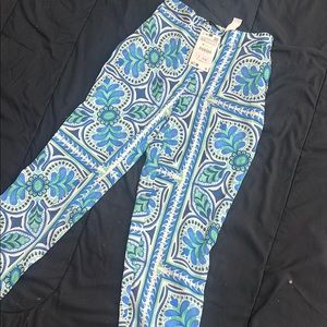 Vibrant Blue and Green Patterned Pants